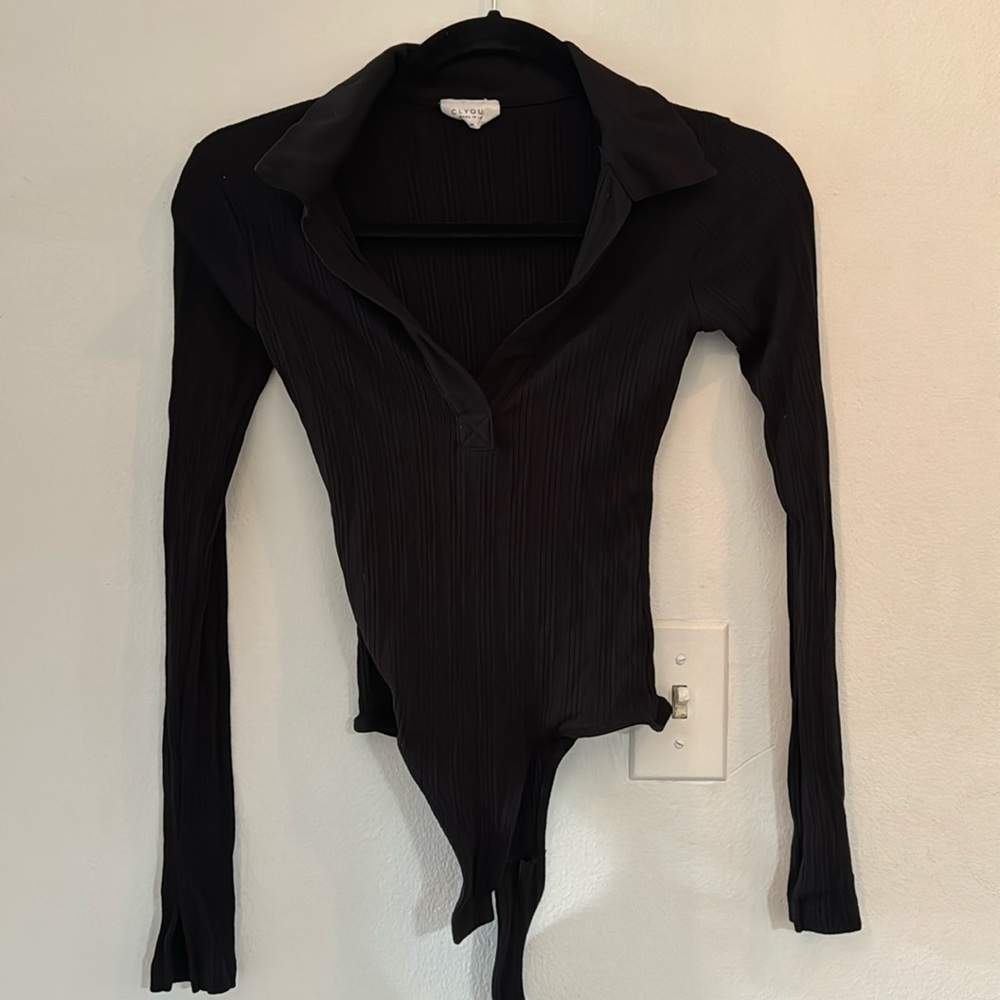 Clyque Womens Orlee Turtleneck Bodysuit Long Sleeve Made in LA, black, size XS